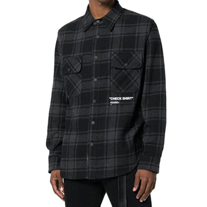 Camisas básicas holgadas de franela a cuadros, negro y gris