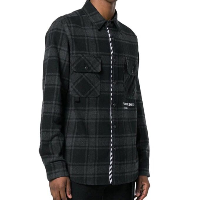 Camisas básicas holgadas de franela a cuadros, negro y gris