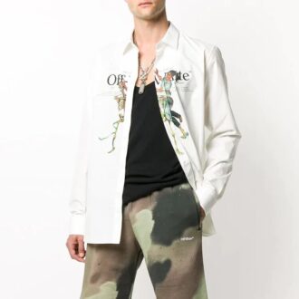 Camisas con estampado en el pecho, blancas