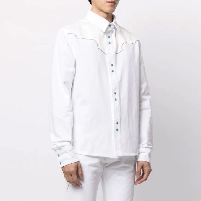 Camisas con estampado patchwork SS21, color blanco