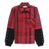 Camisas de cuadros con mangas de jersey «Rojo Negro»