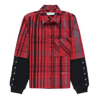 Camisas de cuadros con mangas de jersey «Rojo Negro»