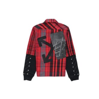 Camisas de cuadros con mangas de jersey «Rojo Negro»