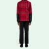 Camisas de cuadros con mangas de jersey «Rojo Negro»
