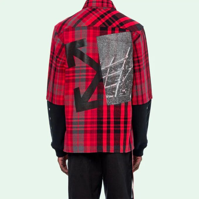 Camisas de cuadros con mangas de jersey «Rojo Negro»