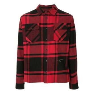 Camisas de cuello de solapa a cuadros, manga larga, versión roja