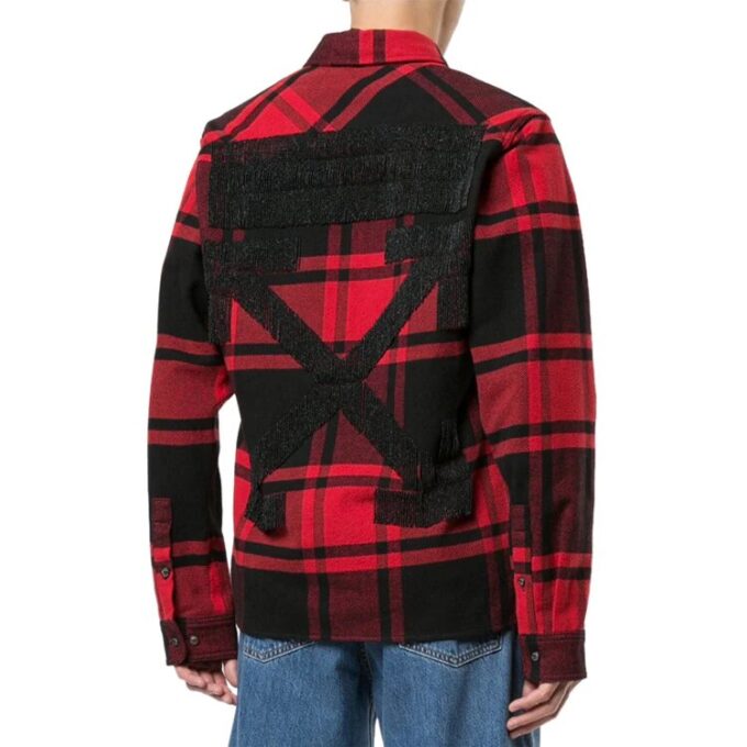 Camisas de cuello de solapa a cuadros, manga larga, versión roja