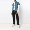 Camisas de Denim de manga corta con cremallera, corte holgado, azul