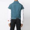 Camisas de Denim de manga corta con cremallera, corte holgado, azul