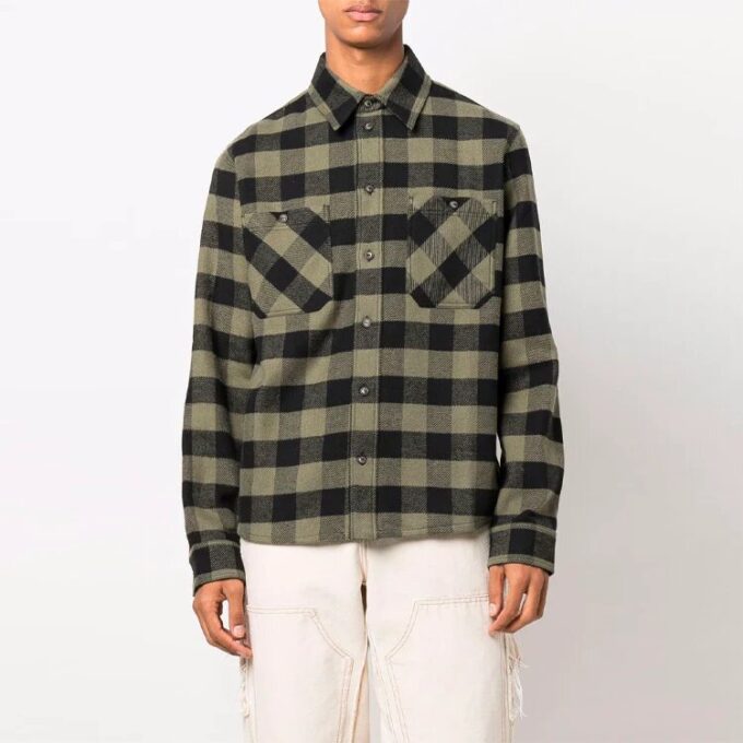 Camisas de franela a cuadros FW21 Arrow, manga larga, corte holgado, amarilla