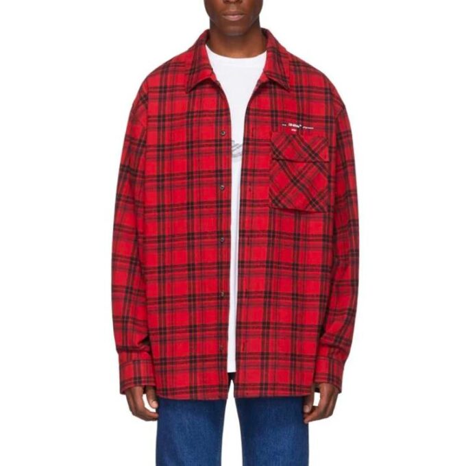 Camisas de franela a cuadros para hombre de Virgil Abloh, color rojo