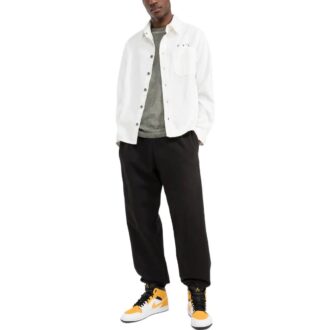 Camisas de hombre Off-White FW22 de corte holgado en Denim con estampado en la espalda, de un solo botonero, color blanco