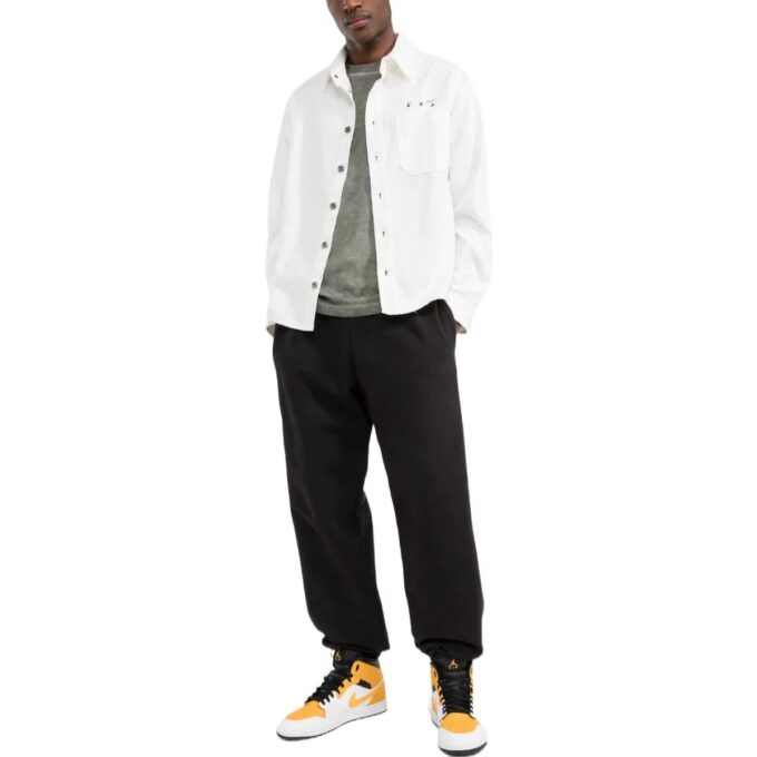 Camisas de hombre Off-White FW22 de corte holgado en Denim con estampado en la espalda, de un solo botonero, color blanco