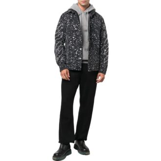 Camisas de hombre Off-White FW22 de sarga estampada, de botonadura simple y manga larga, versión estándar, color negro