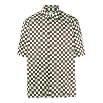 Camisas de hombre Off-White SS22, de corte holgado, con solapa y estampado a cuadros en toda la prenda