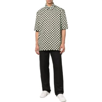 Camisas de hombre Off-White SS22, de corte holgado, con solapa y estampado a cuadros en toda la prenda
