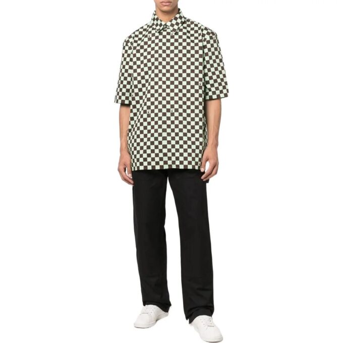 Camisas de hombre Off-White SS22, de corte holgado, con solapa y estampado a cuadros en toda la prenda
