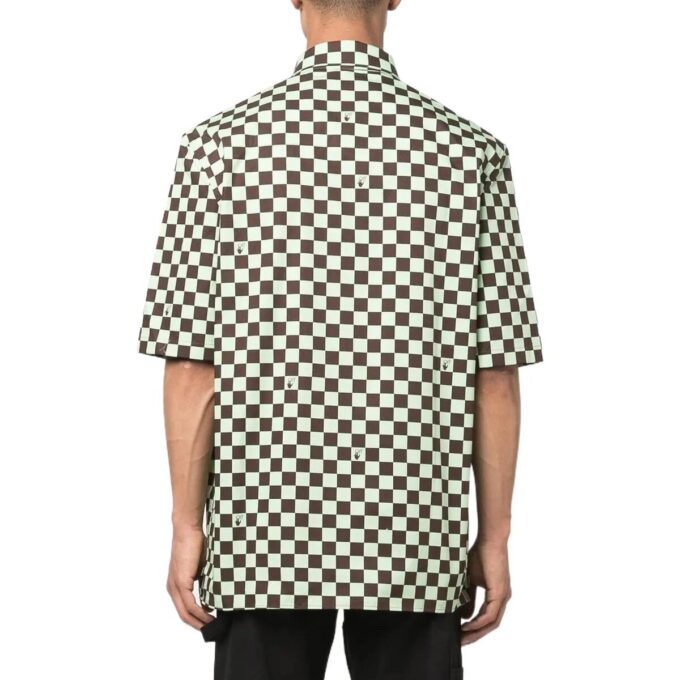 Camisas de hombre Off-White SS22, de corte holgado, con solapa y estampado a cuadros en toda la prenda