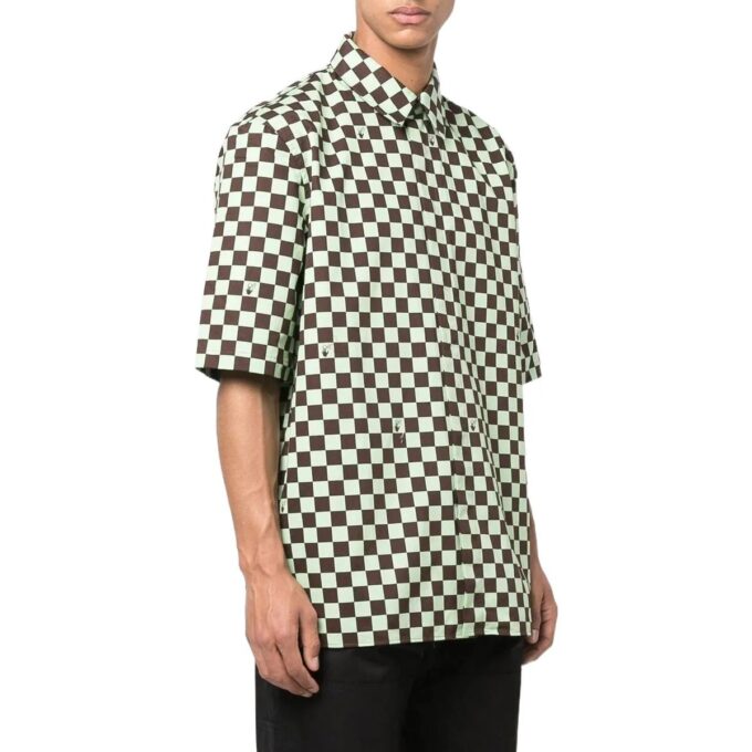 Camisas de hombre Off-White SS22, de corte holgado, con solapa y estampado a cuadros en toda la prenda