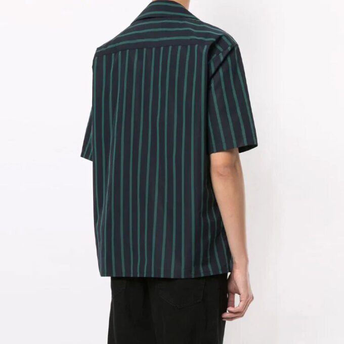 Camisas de manga corta a rayas con cuello cubano para hombre, colección Otoño-Invierno 2020