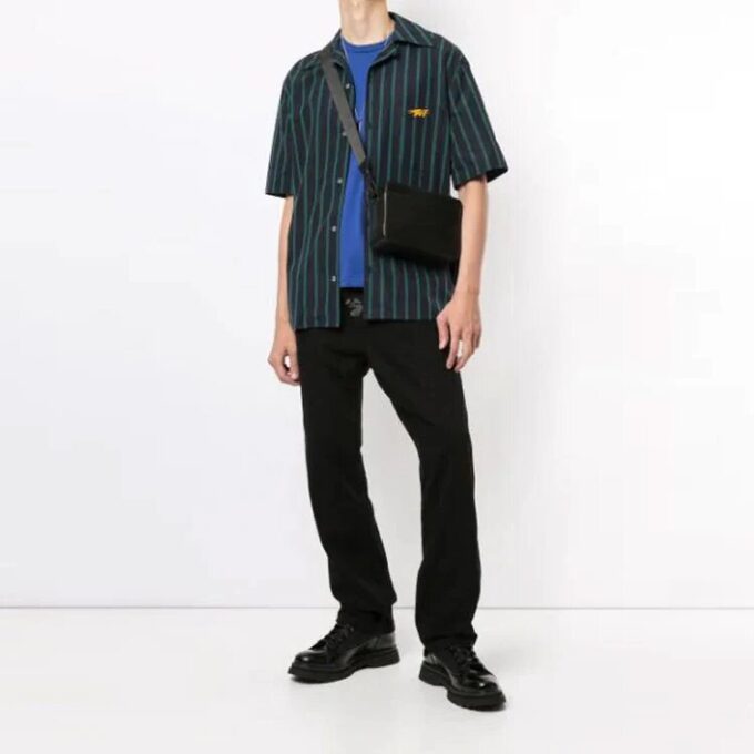Camisas de manga corta a rayas con cuello cubano para hombre, colección Otoño-Invierno 2020