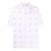 Camisas de manga corta con estampado completo y botones, corte holgado, color blanco