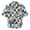 Camisas de manga corta con estampado de cuadros SS21, corte holgado, color blanco