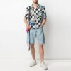 Camisas de manga corta con estampado de cuadros SS21, corte holgado, color blanco