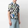Camisas de manga corta con estampado de cuadros SS21, corte holgado, color blanco