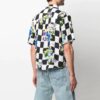 Camisas de manga corta con estampado de cuadros SS21, corte holgado, color blanco