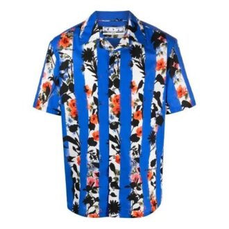 Camisas de manga corta con estampado de flores y rayas, versión azul, SS21 Camisas de manga corta con estampado de flores y rayas, versión azul, SS21