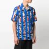 Camisas de manga corta con estampado de flores y rayas, versión azul, SS21