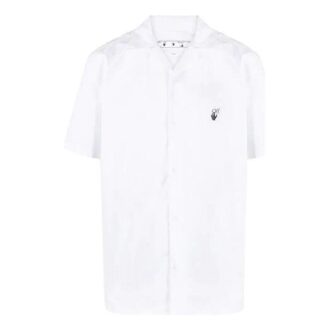 Camisas de manga corta con logotipo bordado en la espalda, colección primavera-verano 2021, color blanco Camisas de manga corta con logotipo bordado en la espalda, colección primavera-verano 2021, color blanco