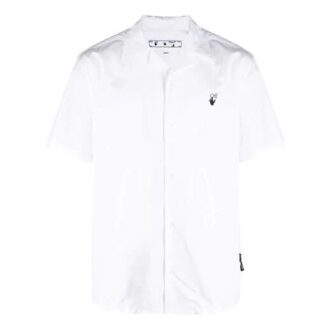 Camisas de manga corta con micrologo en el pecho SS21, color blanco Camisas de manga corta con micrologo en el pecho SS21, color blanco
