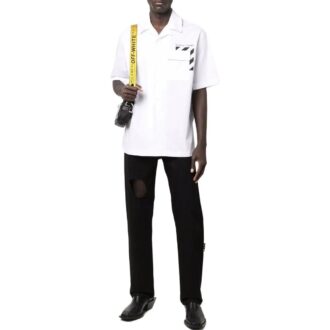 Camisas de manga corta de color liso con estampado, blancas Camisas de manga corta de color liso con estampado, blancas