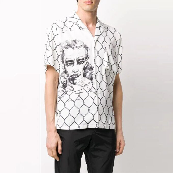 Camisas de manga corta estampadas, versión blanca
