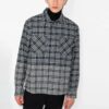 Camisas de manga larga a cuadros con bolsillo en el pecho, corte holgado, negro y gris, colección primavera-verano 2021