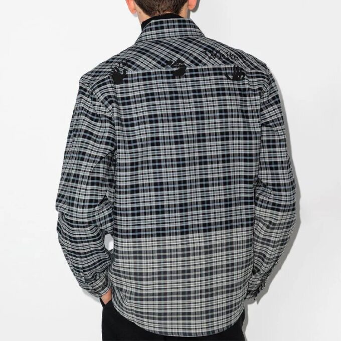 Camisas de manga larga a cuadros con bolsillo en el pecho, corte holgado, negro y gris, colección primavera-verano 2021