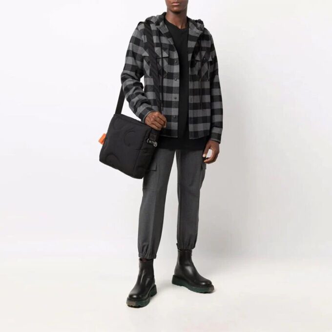 Camisas de manga larga a cuadros de franela con cruz de flechas para hombre Off-White, color negro