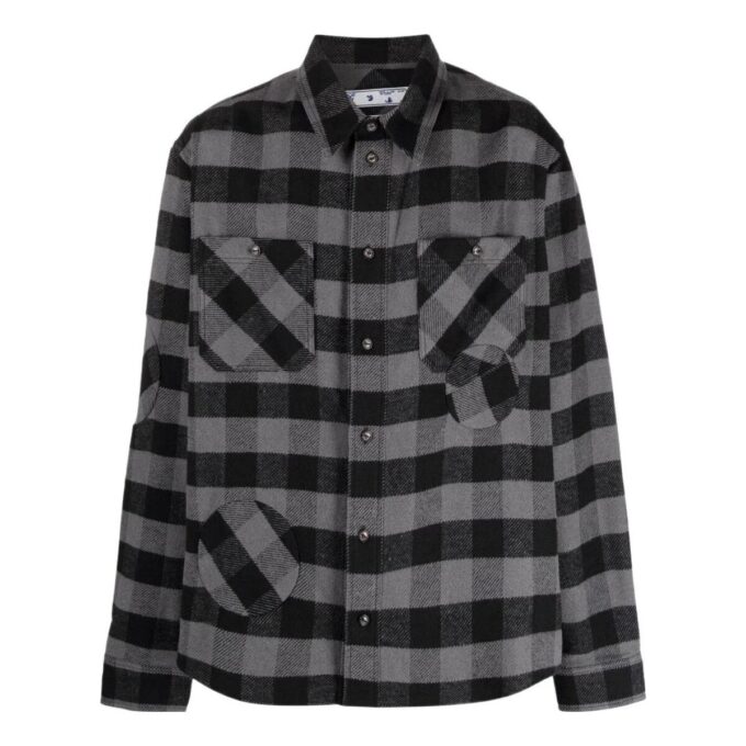 Camisas de manga larga a cuadros, gris