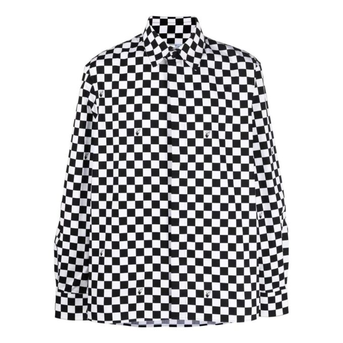 Camisas de manga larga a cuadros Off-White para hombre, colección Otoño-Invierno 2022, versión en blanco y negro