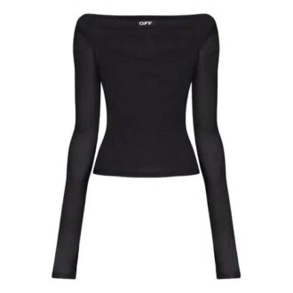 Camisas de manga larga con apliques y eslogan Off-White SS20, color negro
