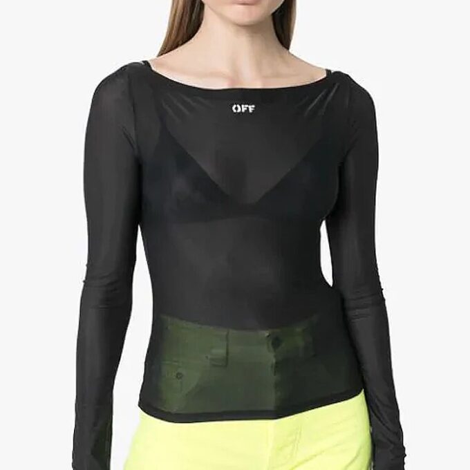 Camisas de manga larga con apliques y eslogan Off-White SS20, color negro