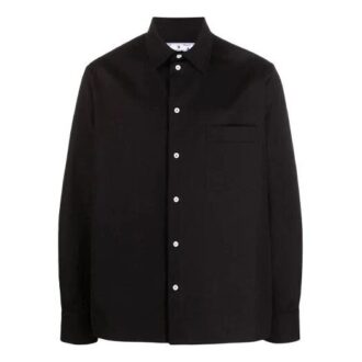 Camisas de manga larga con bolsillo en el pecho FW21, corte holgado, negra