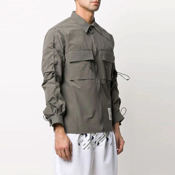 Camisas de manga larga con bolsillos cargo SS21, gris