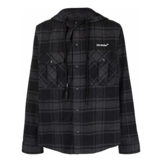 Camisas de manga larga con capucha a cuadros SS22, versión negra Camisas de manga larga con capucha a cuadros SS22, versión negra