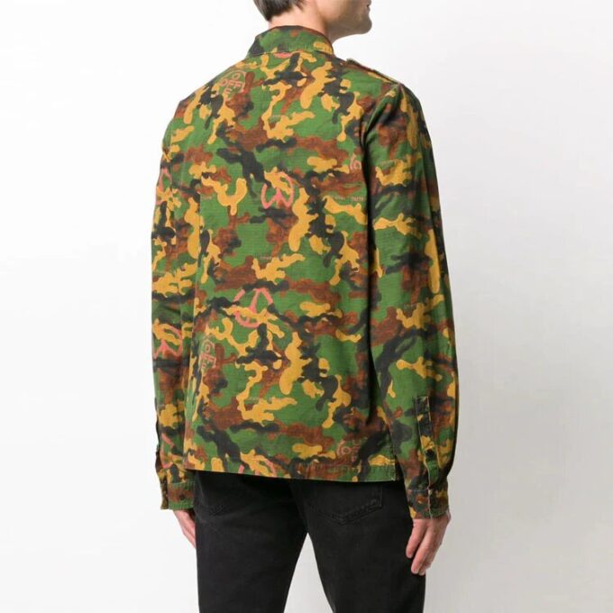 Camisas de manga larga con estampado de camuflaje, versión verde
