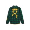 Camisas de manga larga con estampado de franela para hombre, color verde