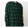 Camisas de manga larga con estampado de franela para hombre, color verde