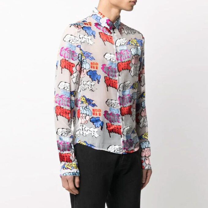 Camisas de manga larga con estampado de logotipo de graffiti SS21